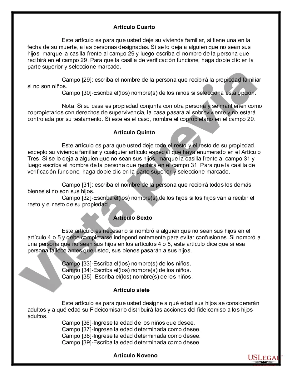 Preview Testamentos Mutuos o Últimas Voluntades y Testamentos para Personas Solteras que viven juntas Casadas con Hijos Menores