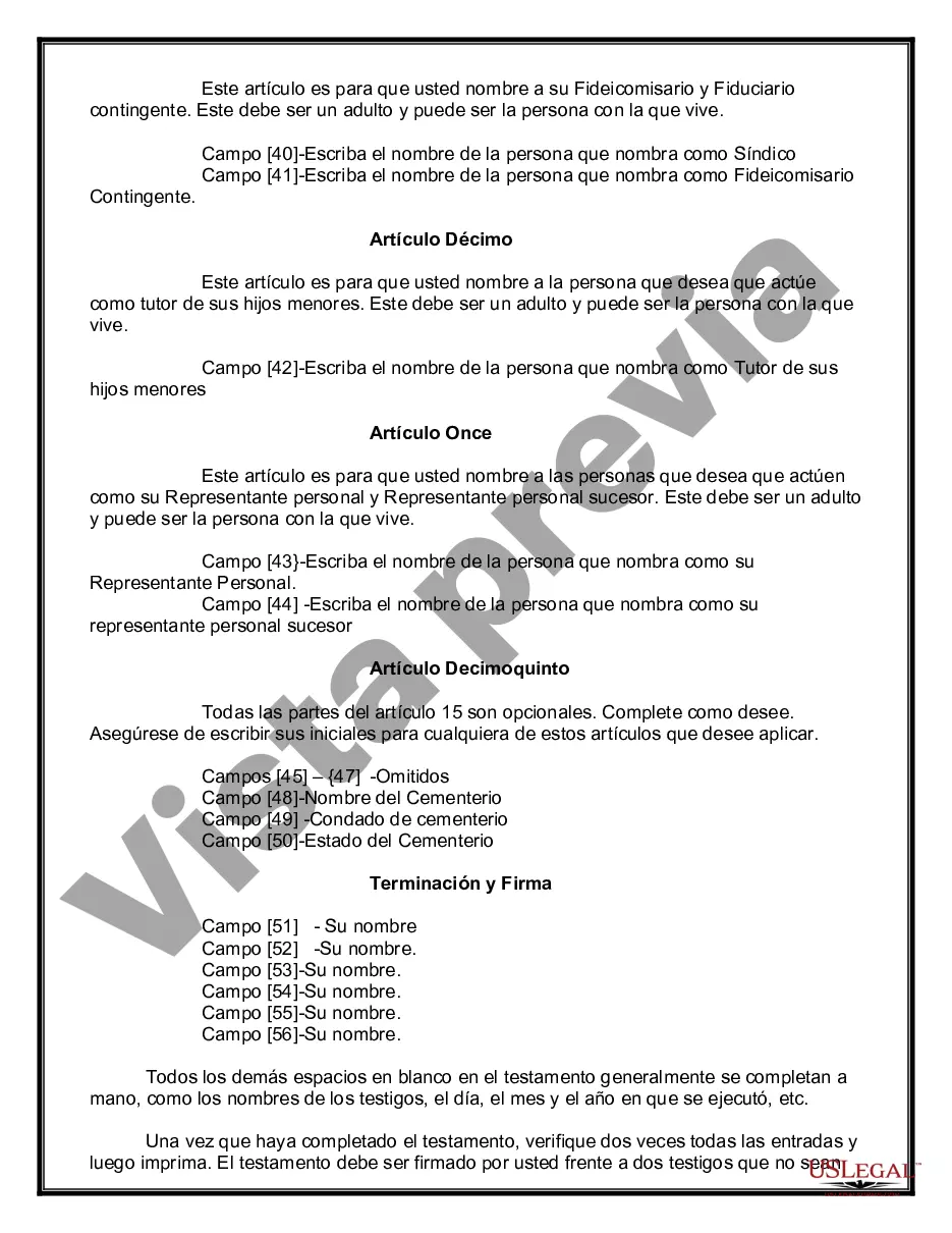 Preview Testamentos Mutuos o Últimas Voluntades y Testamentos para Personas Solteras que viven juntas Casadas con Hijos Menores