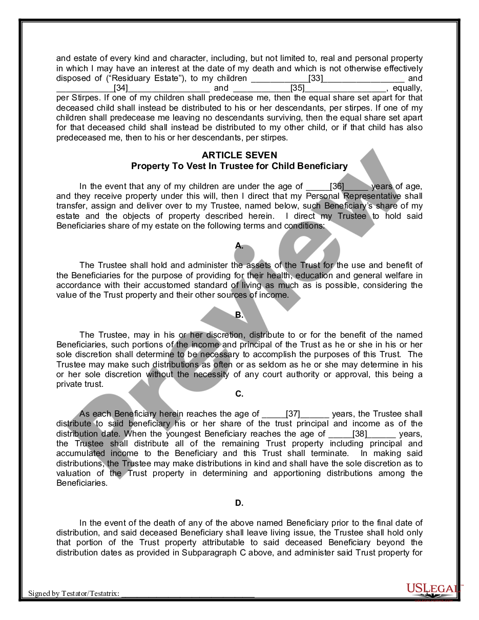 page 8 Mutual Wills or Last Will and Testaments for Unmarried Persons living together Married with Minor Children preview