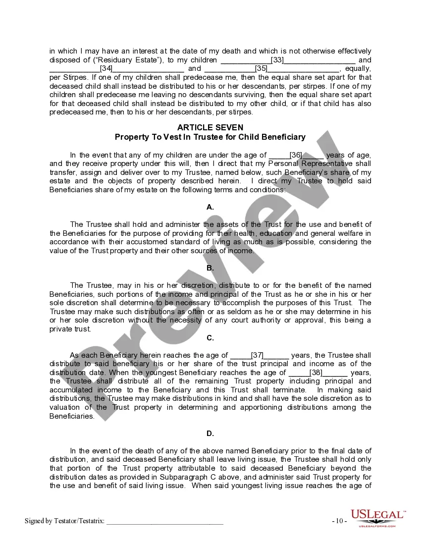 Get Mutual Wills or Last Will and Testaments for Man and Woman living together, not Married with Minor Children Preview Mutual Wills or Last Will and Testaments for Man and Woman living together, not Married with Minor Children