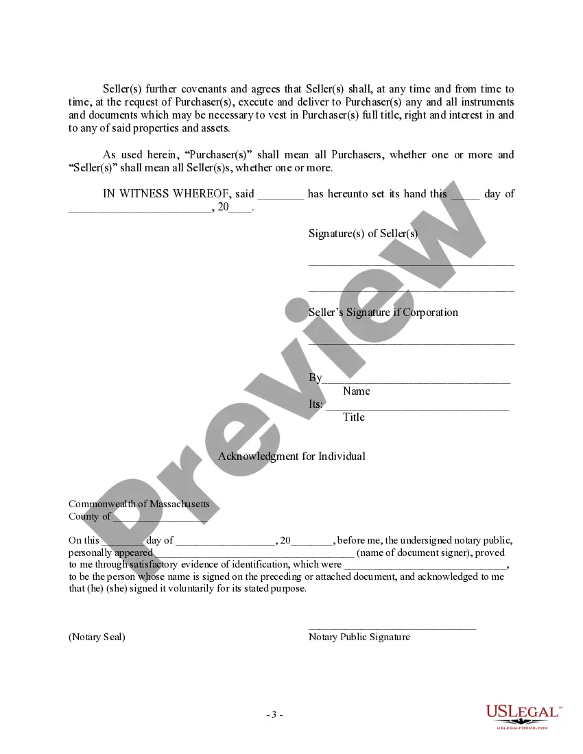 Preview Bill of Sale in Connection with Sale of Business by Individual or Corporate Seller