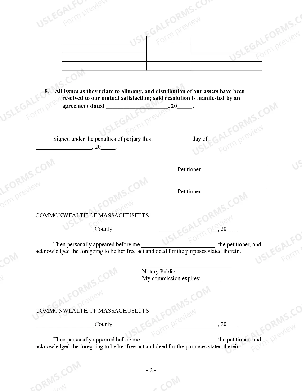 Preview Affidavit of Irretrievable Breakdown
