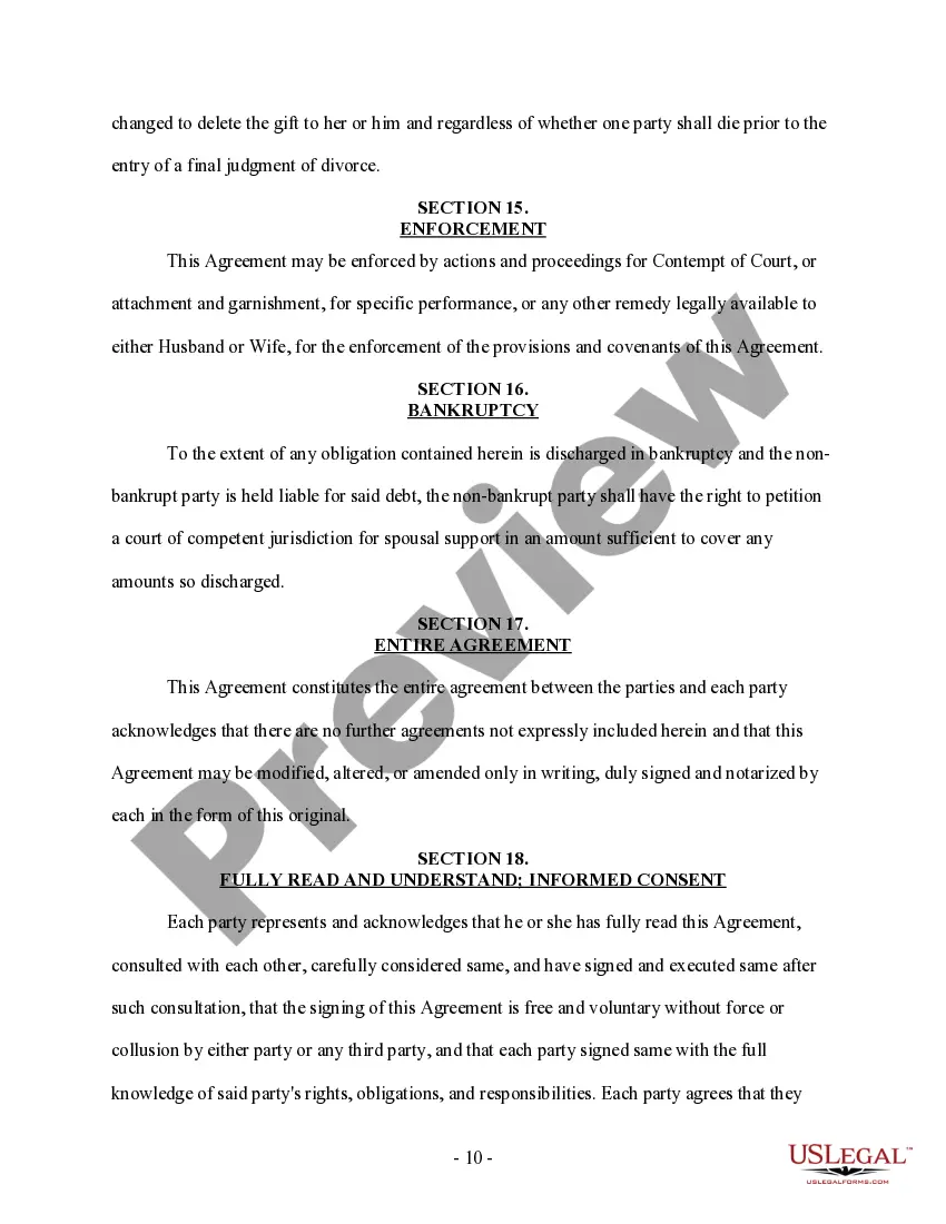 Preview Marital Domestic Separation and Property Settlement Agreement Adult Children