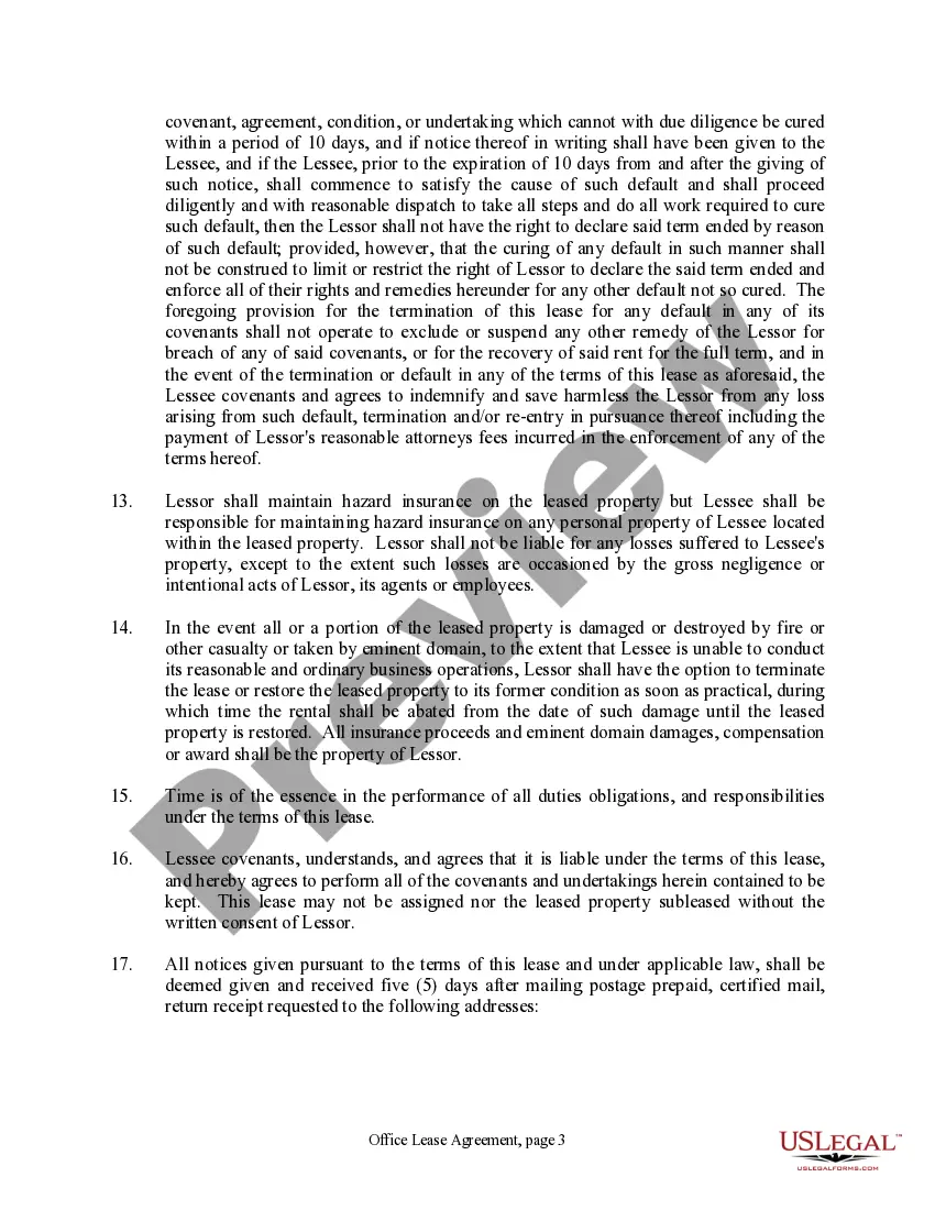 Preview Office Lease Agreement