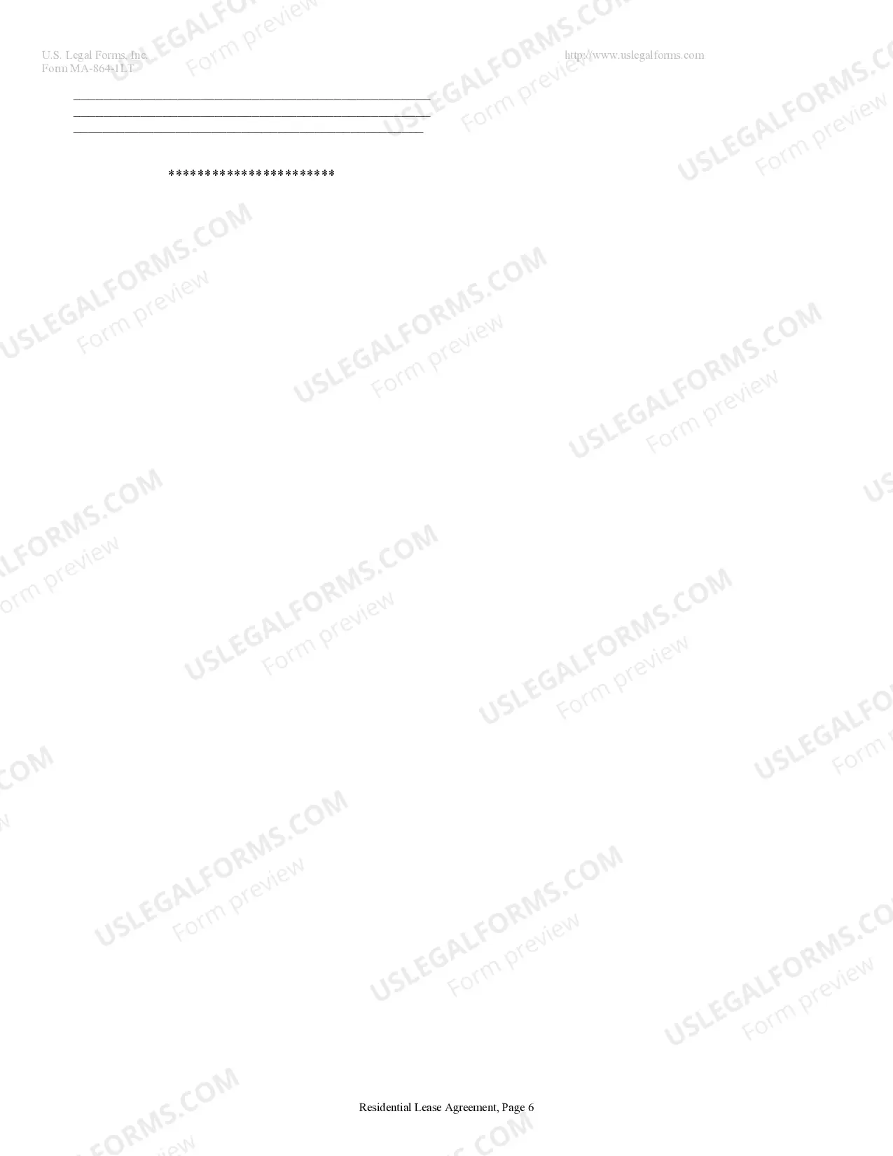 Preview Residential Lease or Rental Agreement for Month to Month