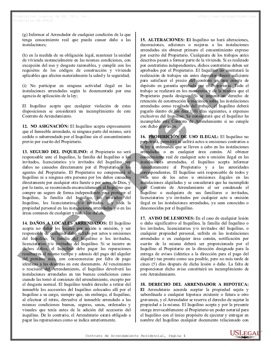 Preview Contrato de arrendamiento de alquiler residencial