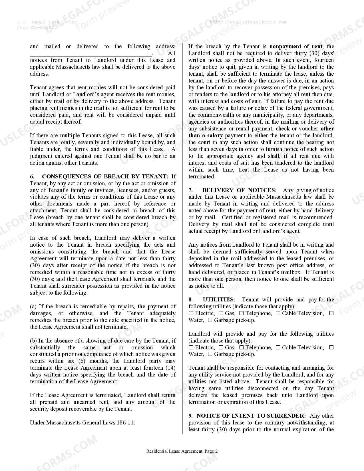 Preview Residential Rental Lease Agreement