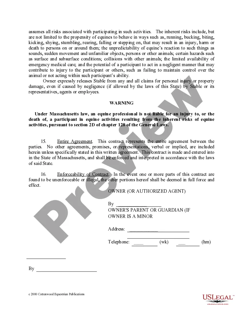 Get Massachusetts Horse Equine Forms Package Preview Massachusetts Horse Equine Forms Package