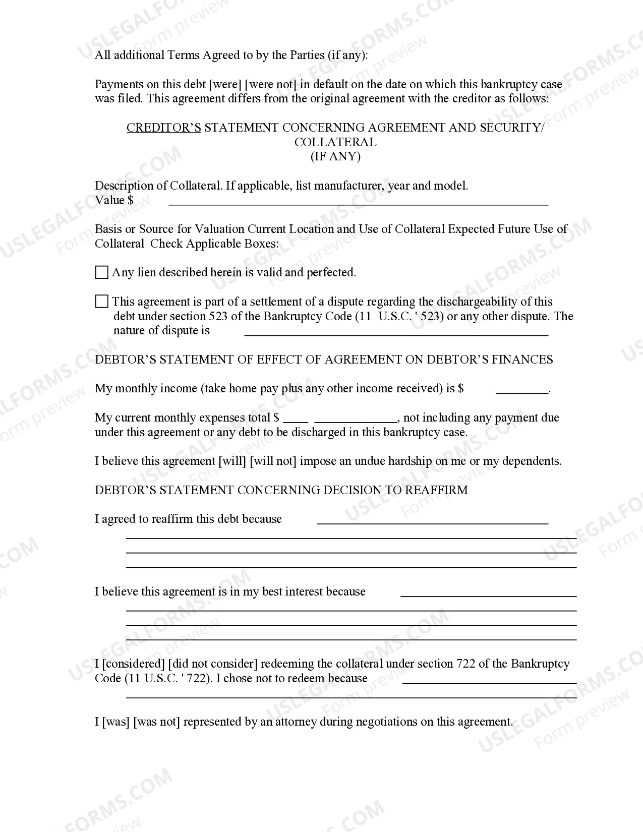 Preview Reaffirmation Agreement