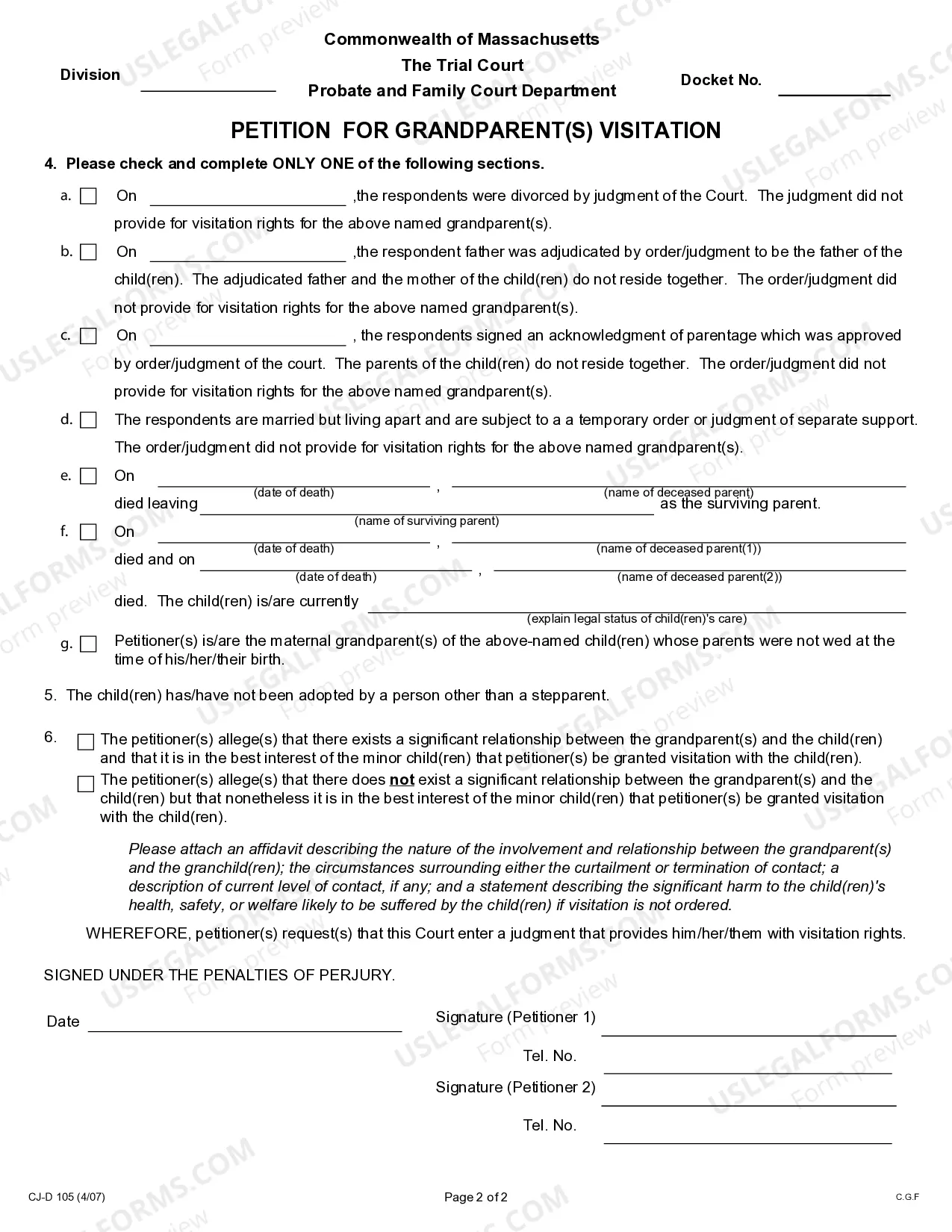 Preview Petition for Grandparents Visitation