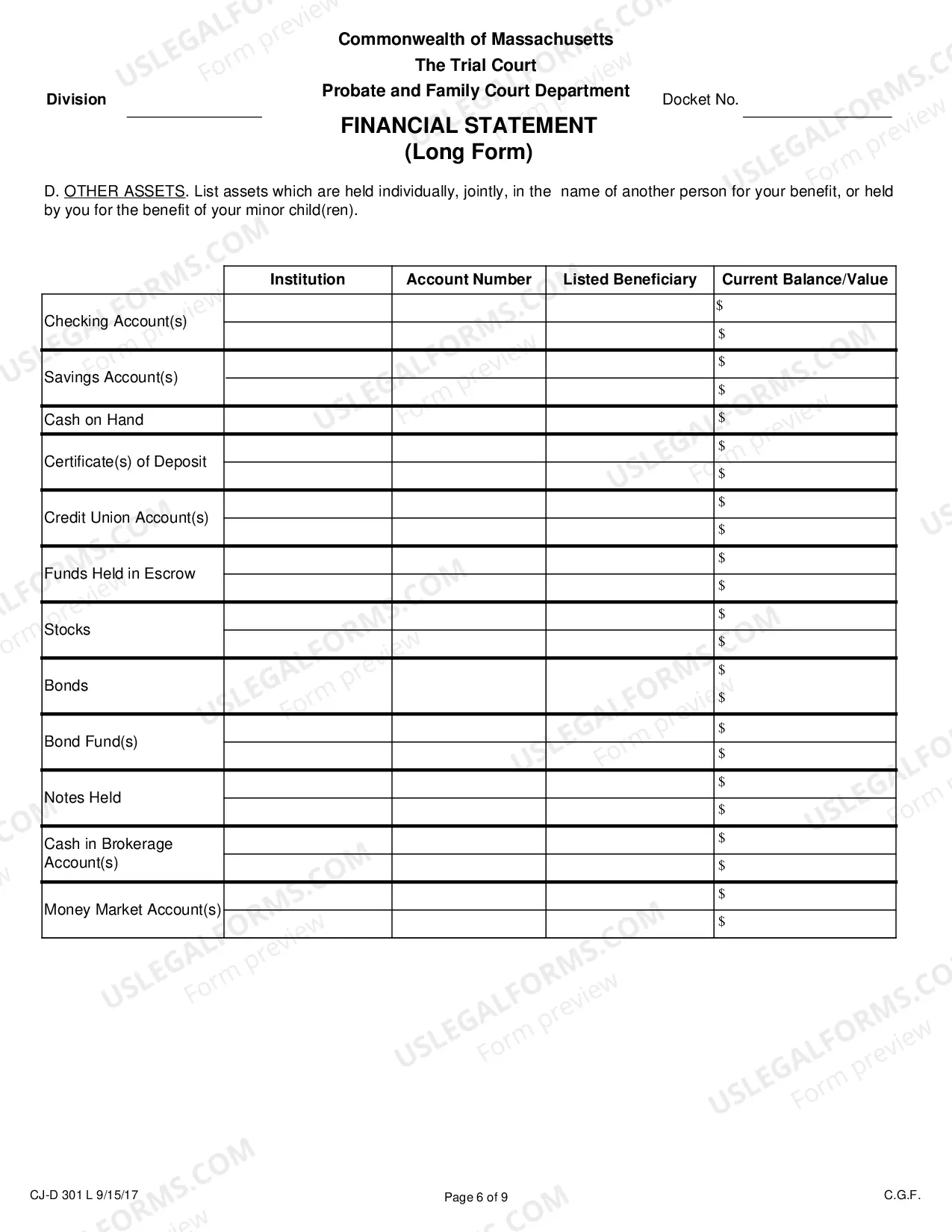 Preview Financial Statement - Long Form