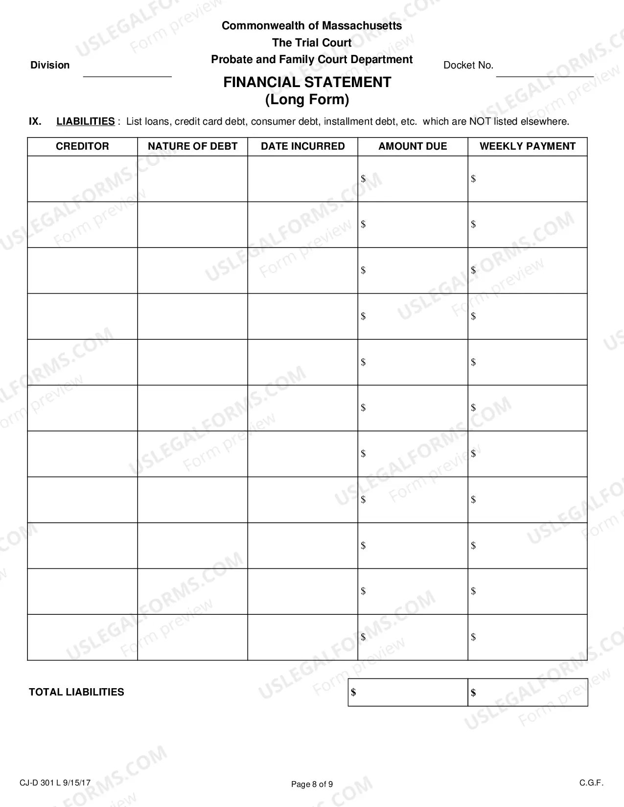 Preview Financial Statement - Long Form
