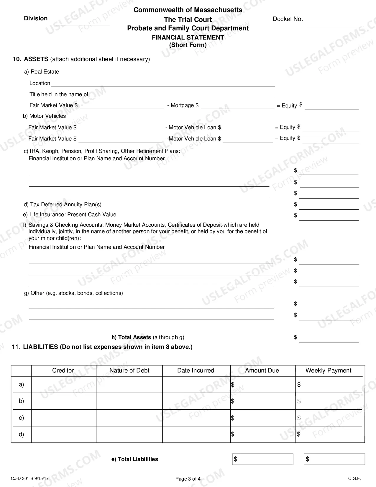 Preview Financial Statement - Short Form