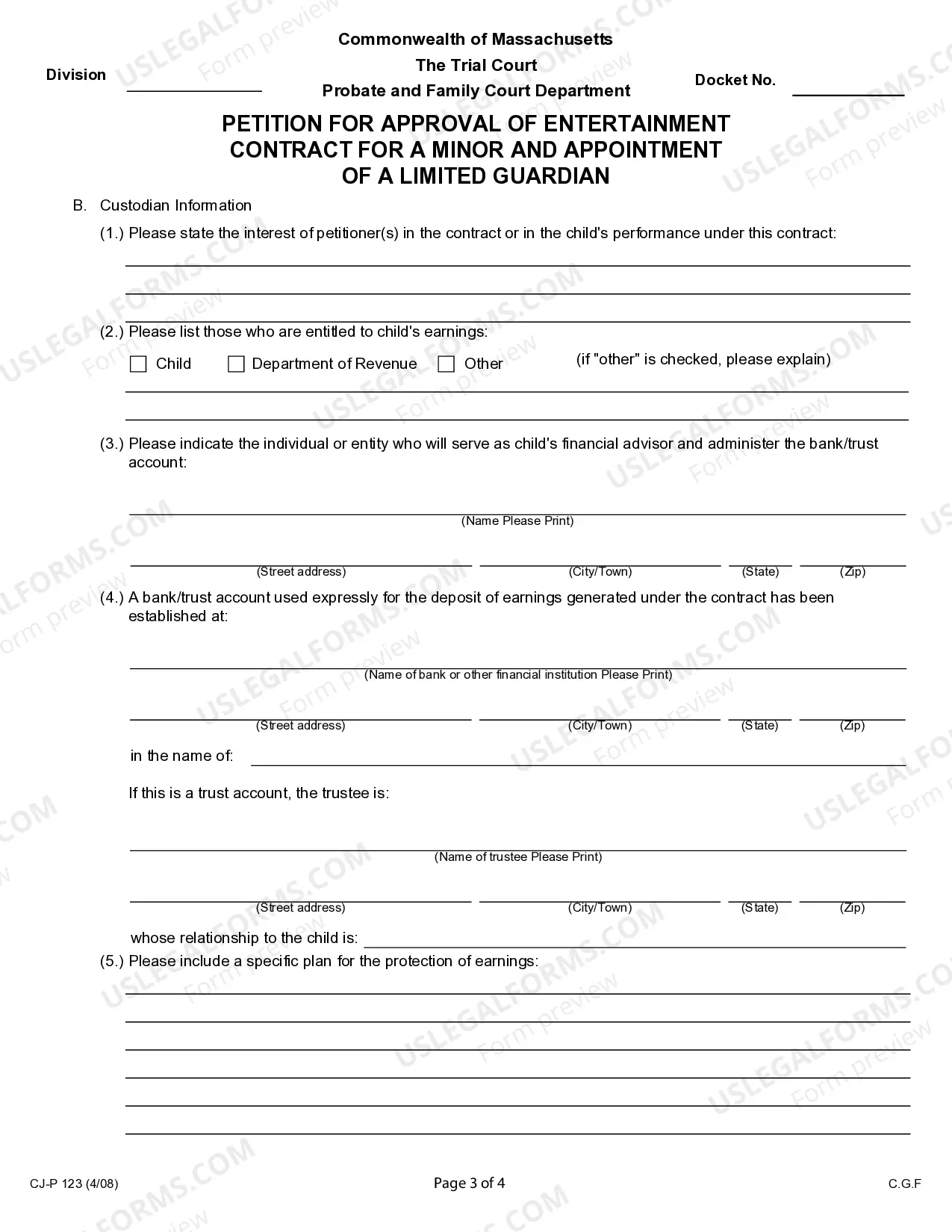 Preview Petition for Approval of Entertainment Contract for a Minor and Appointment of a Limited Guardian
