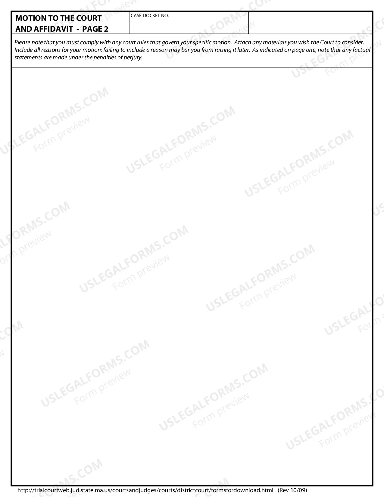 Preview Motion To The Court And Affidavit