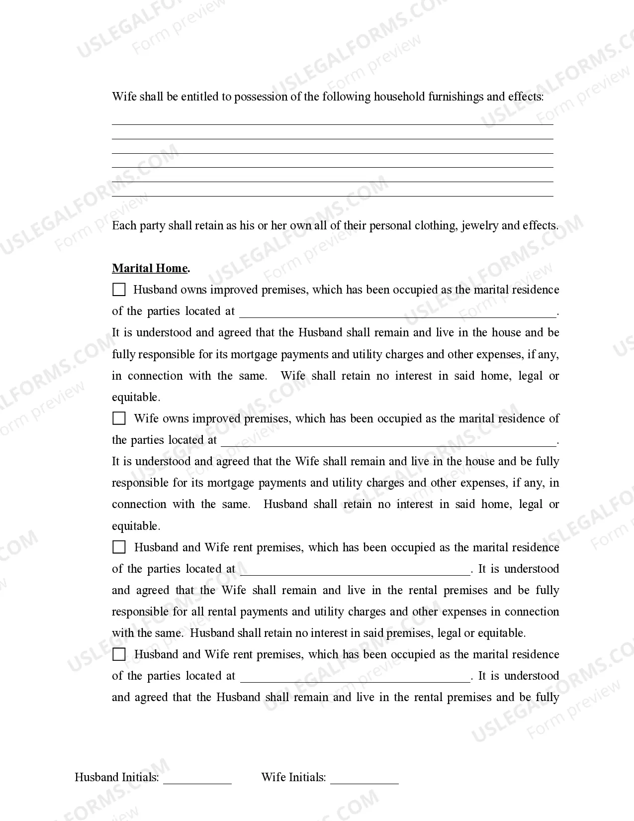 Preview Marital Domestic Separation and Property Settlement Agreement Minor Children no Joint Property or Debts effective Immediately