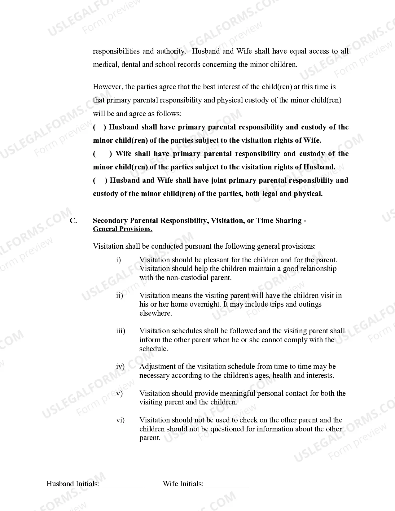 Preview Marital Domestic Separation and Property Settlement Agreement Minor Children no Joint Property or Debts effective Immediately