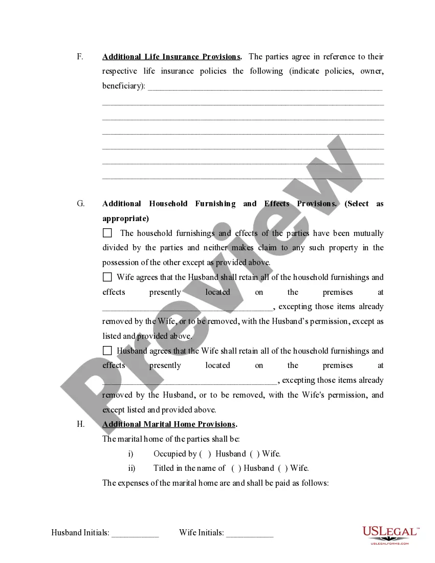 Preview Marital Domestic Separation and Property Settlement Agreement Minor Children Parties May have Joint Property or Debts where Divorce Action Filed