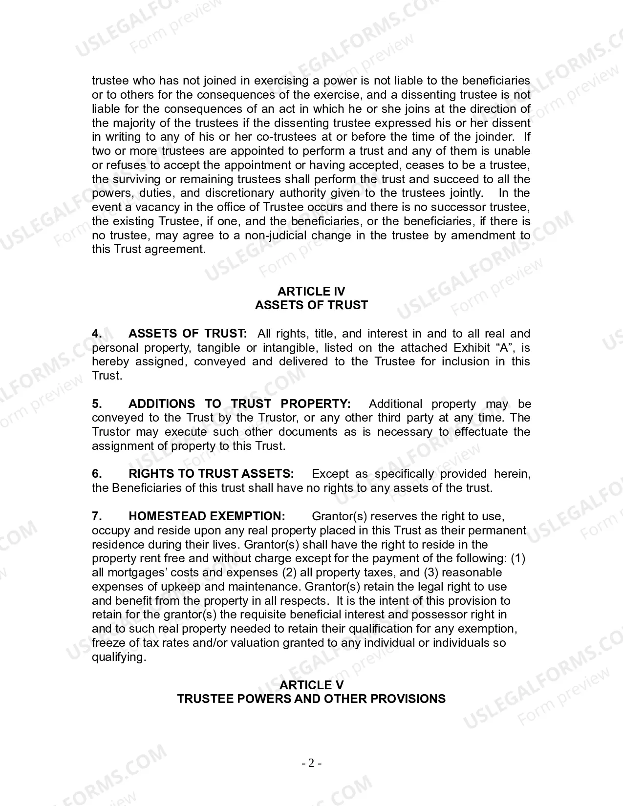 Preview Revocable Living Trust for Husband and Wife with No Children