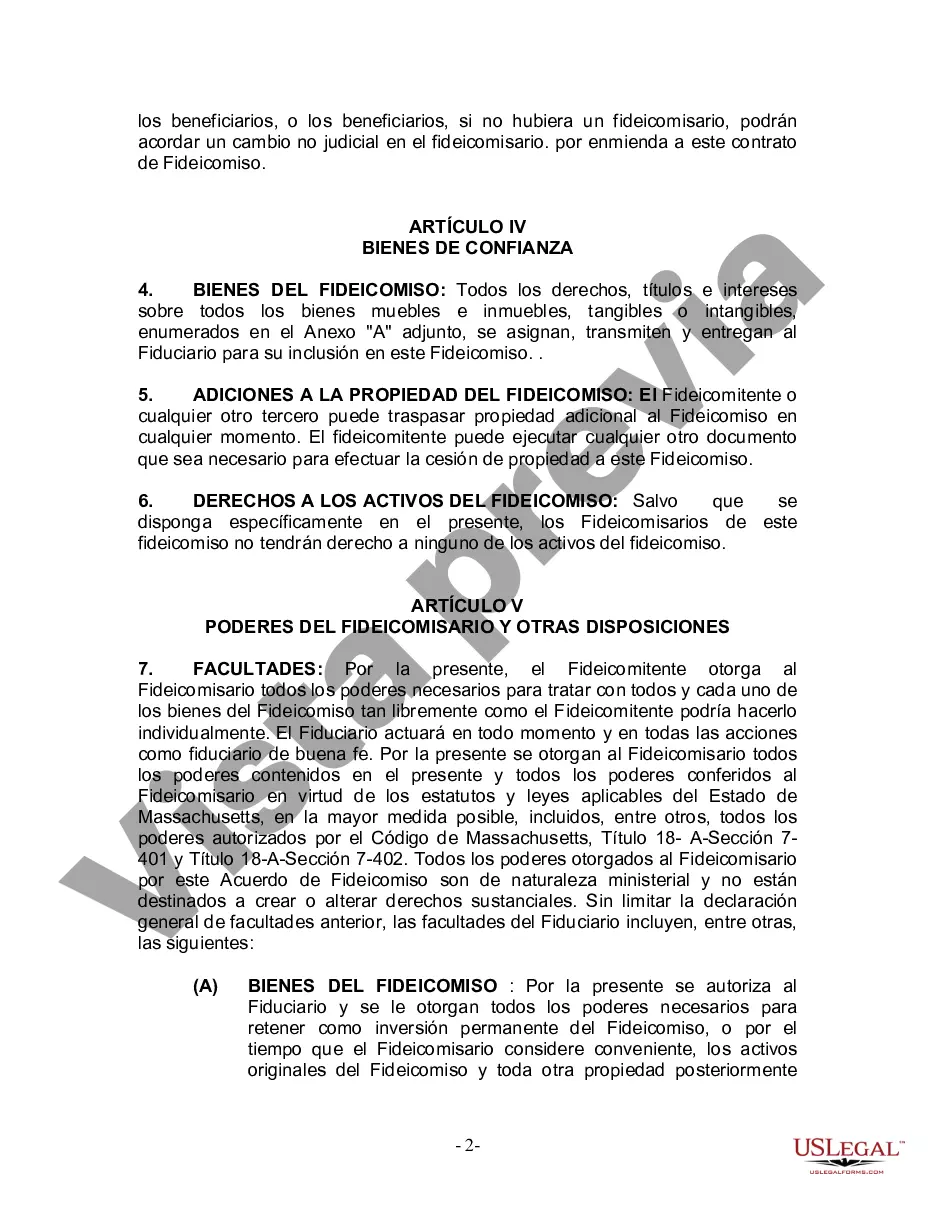 Preview Fideicomiso en Vida para Individuos Solteros, Divorciados o Viudos (o Viudos) sin Hijos