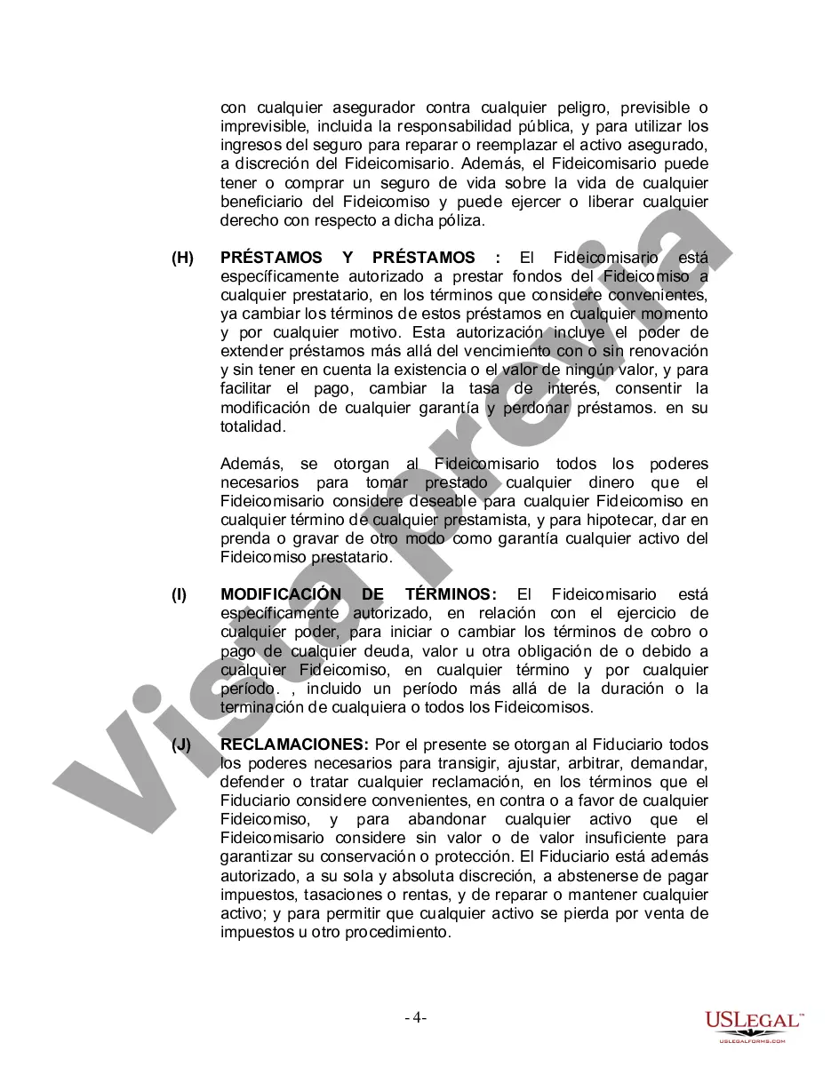 Preview Fideicomiso en Vida para Individuos Solteros, Divorciados o Viudos (o Viudos) sin Hijos