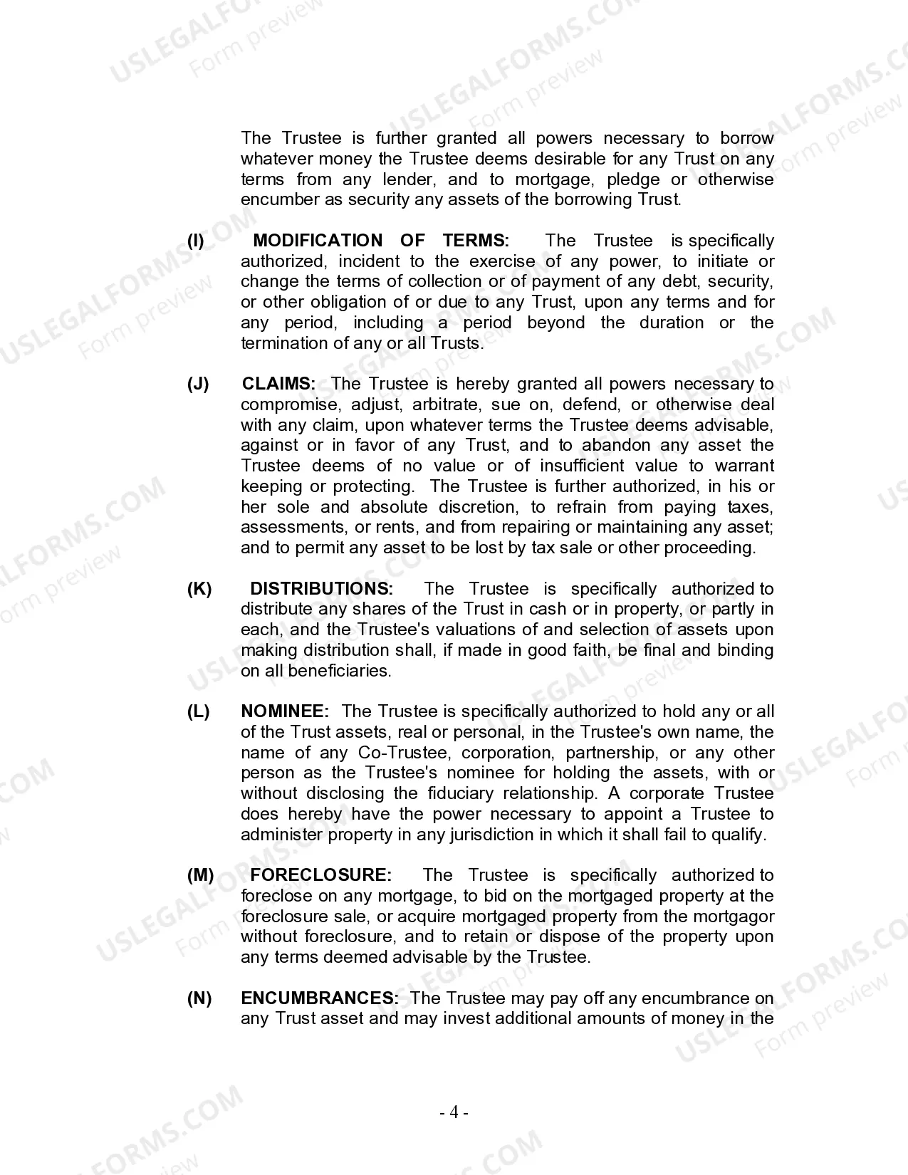 Preview Living Trust for Individual Who is Single, Divorced or Widow (or Widower) with No Children