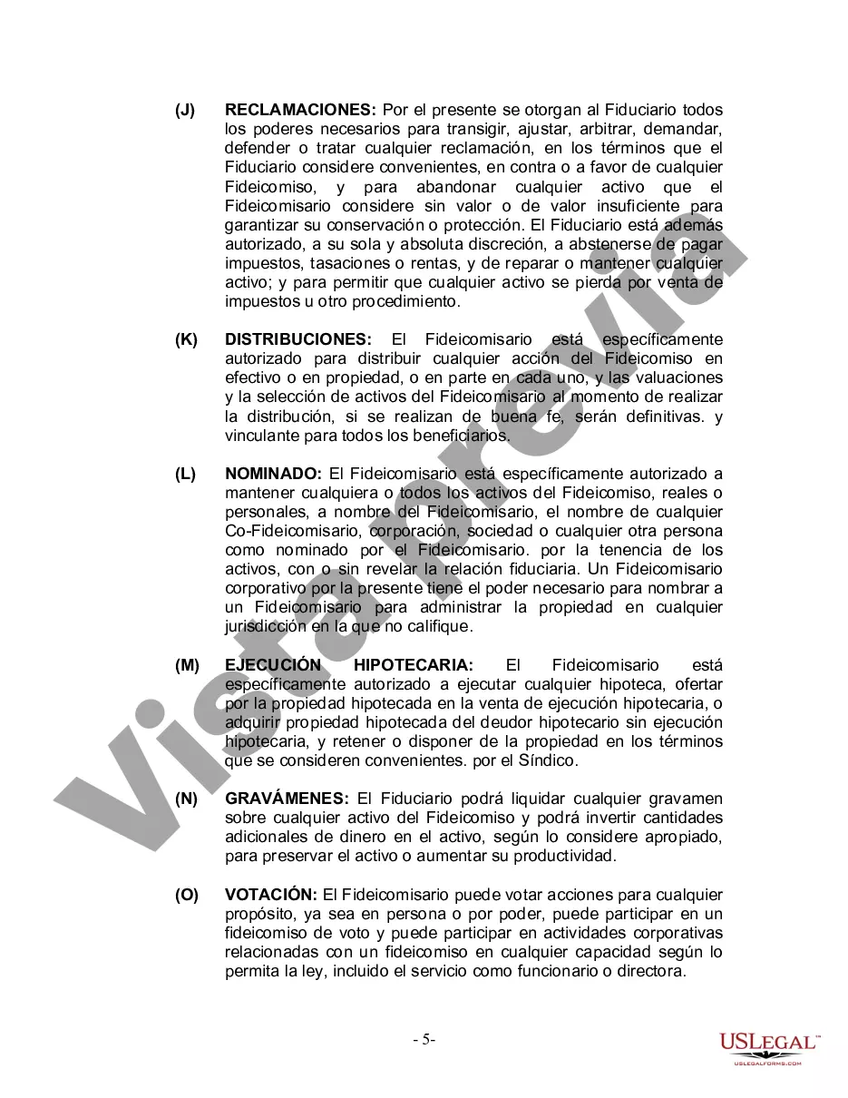 Preview Fideicomiso en Vida para Individuos Solteros, Divorciados o Viudos (o Viudos) con Hijos