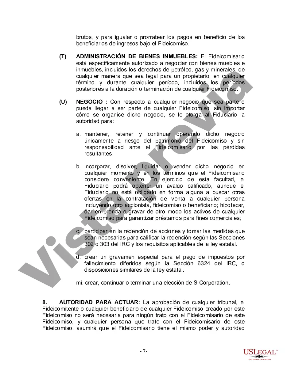 Preview Fideicomiso en Vida para Individuos Solteros, Divorciados o Viudos (o Viudos) con Hijos