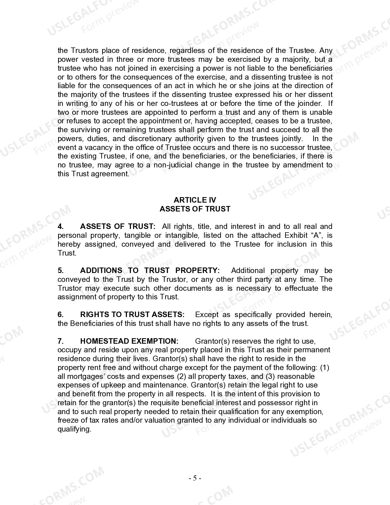 Preview Living Trust for Husband and Wife with Minor and or Adult Children