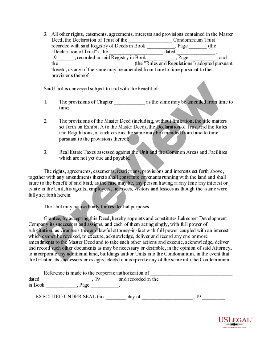 Preview Condominium Unit Quitclaim Deed