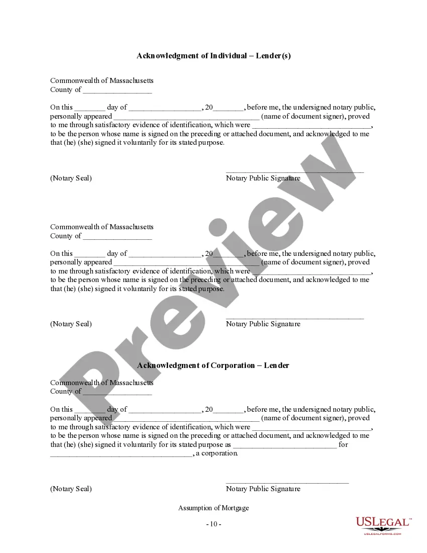 Preview Assumption Agreement of Mortgage and Release of Original Mortgagors