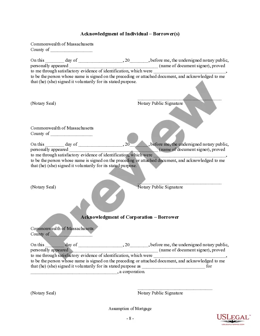 Preview Assumption Agreement of Mortgage and Release of Original Mortgagors
