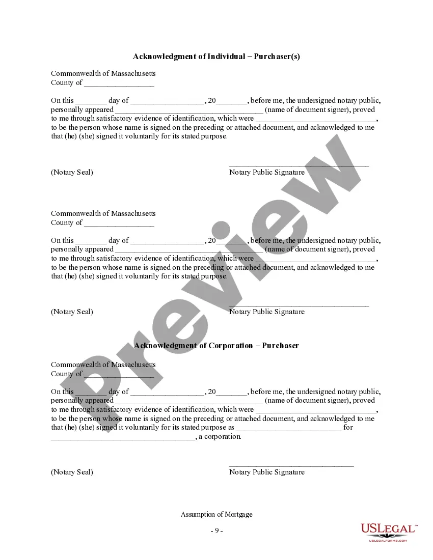 Preview Assumption Agreement of Mortgage and Release of Original Mortgagors