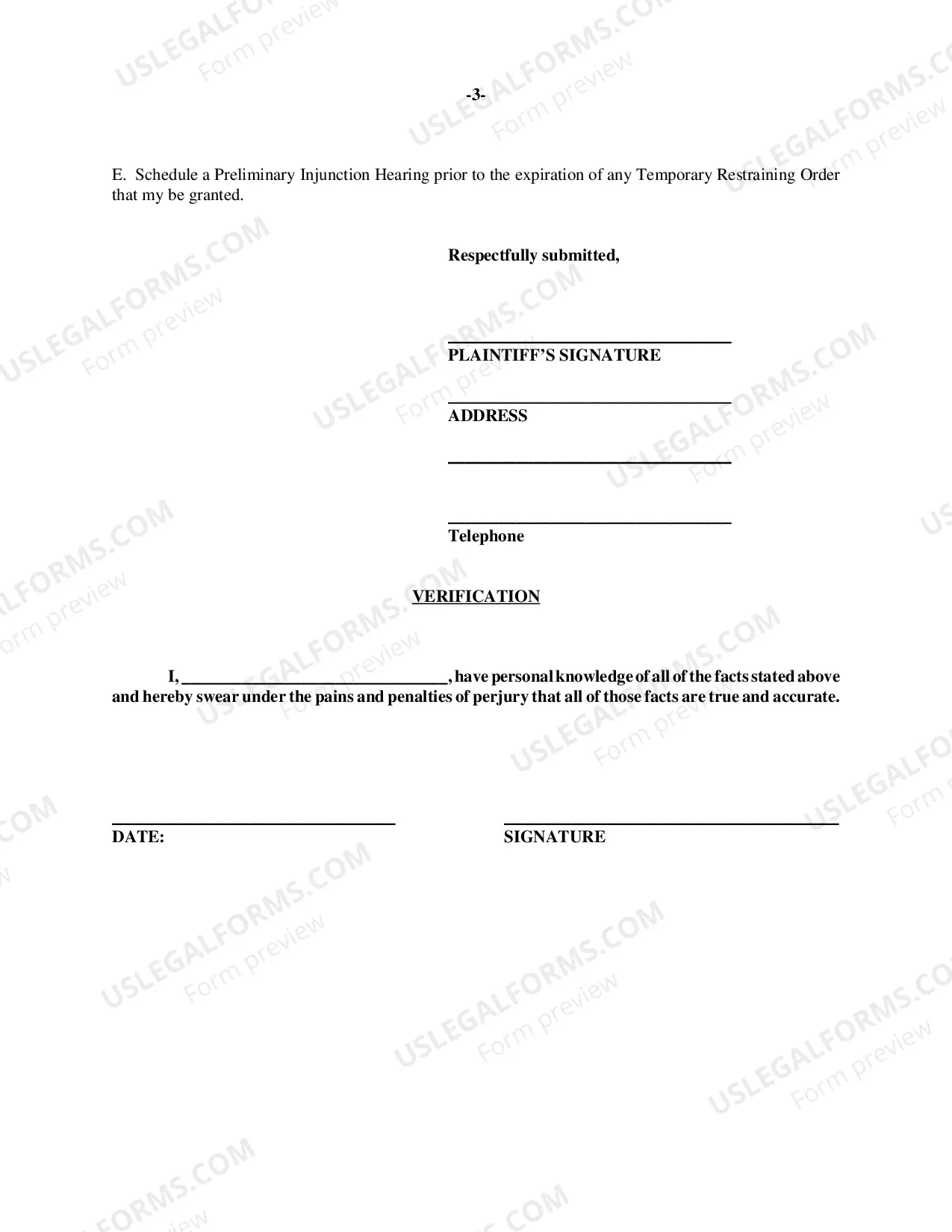 Preview Verified Complaint and Motions for Temporary Restraining Order and Preliminary Injunction for Unlawful Eviction, Utility Termination or Breach of Quiet Enjoyment