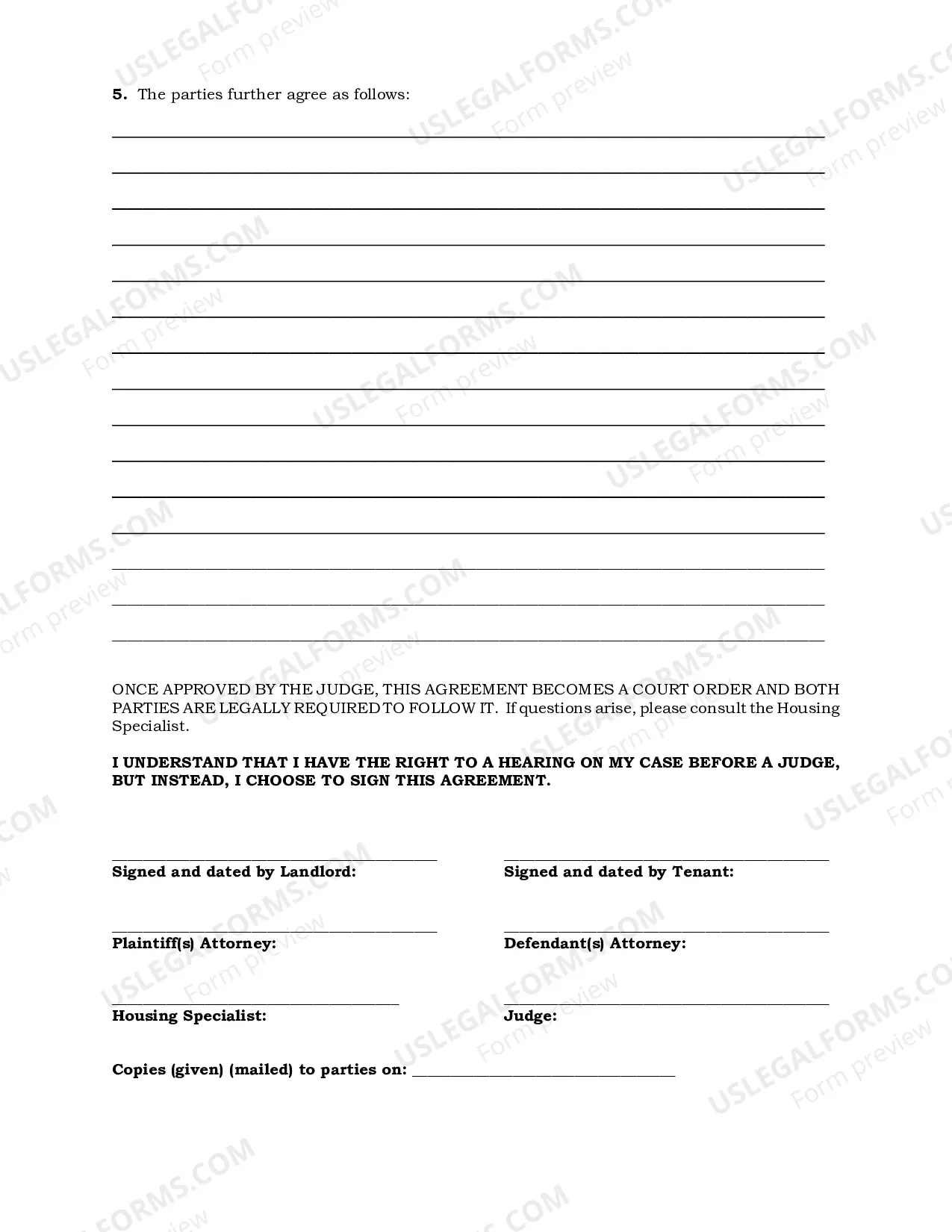 Preview Stipulation for Rent, Repairs and Review