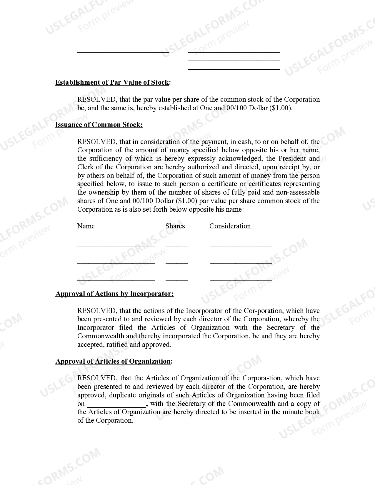 Preview Minutes for Organizational Meeting