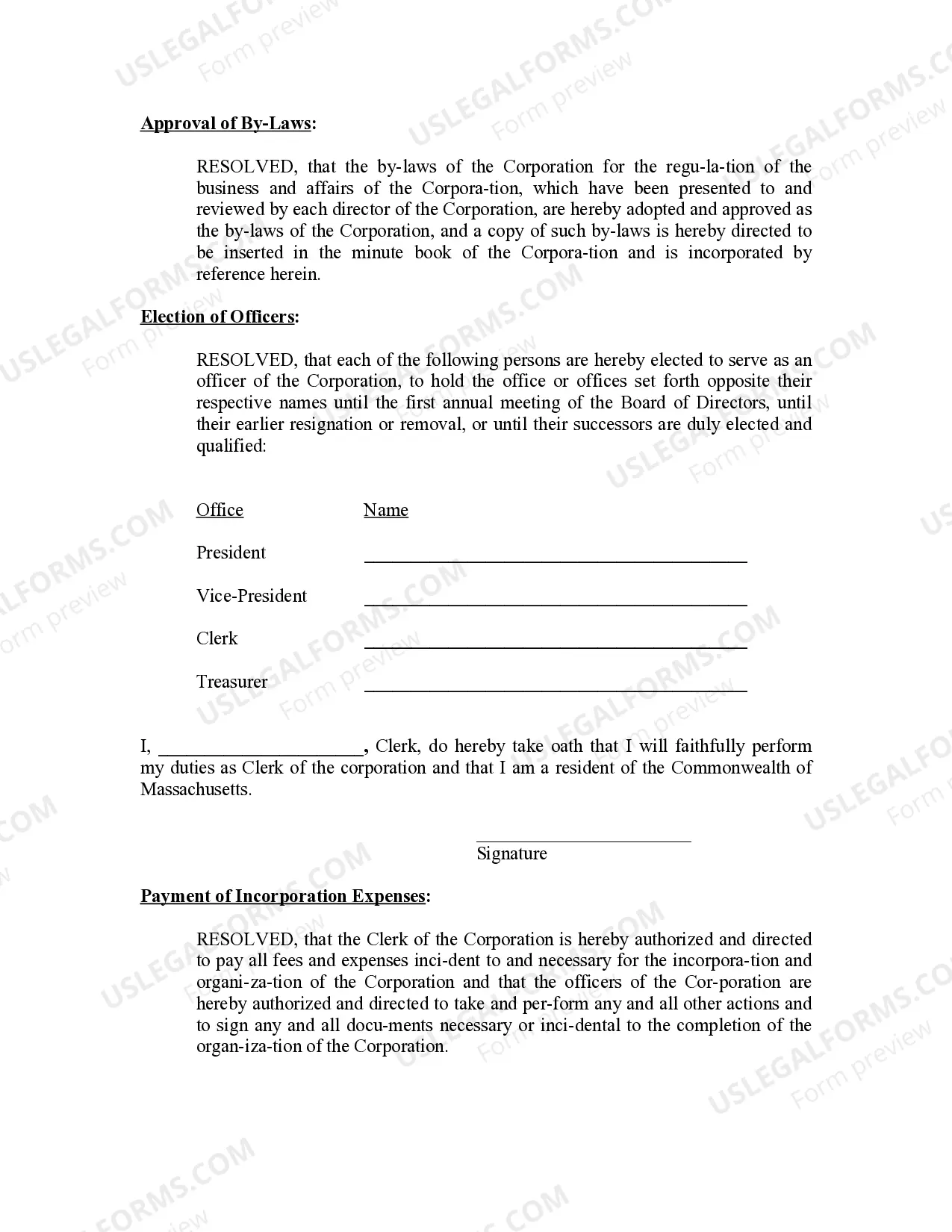 Preview Minutes for Organizational Meeting