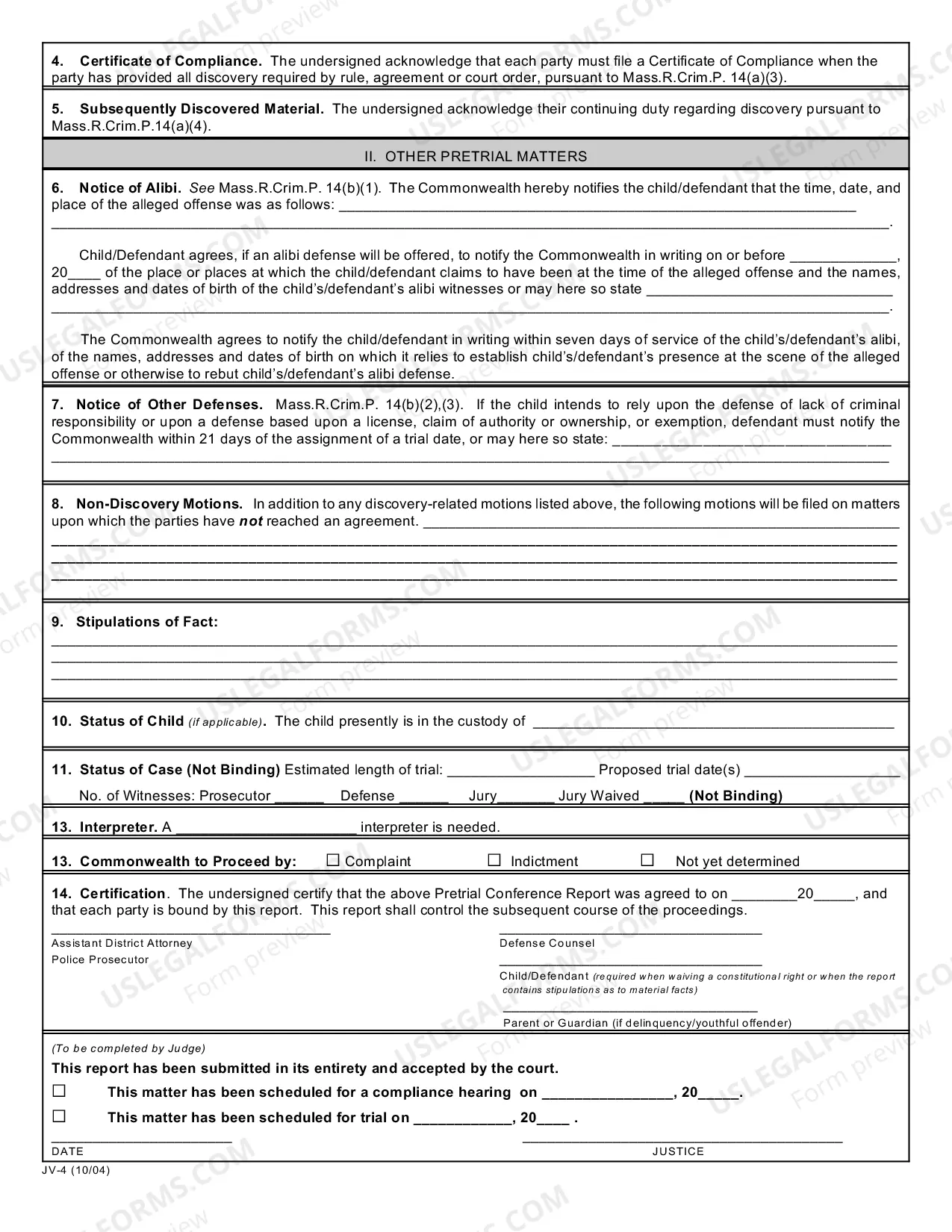 Preview Pretrial Conference Report