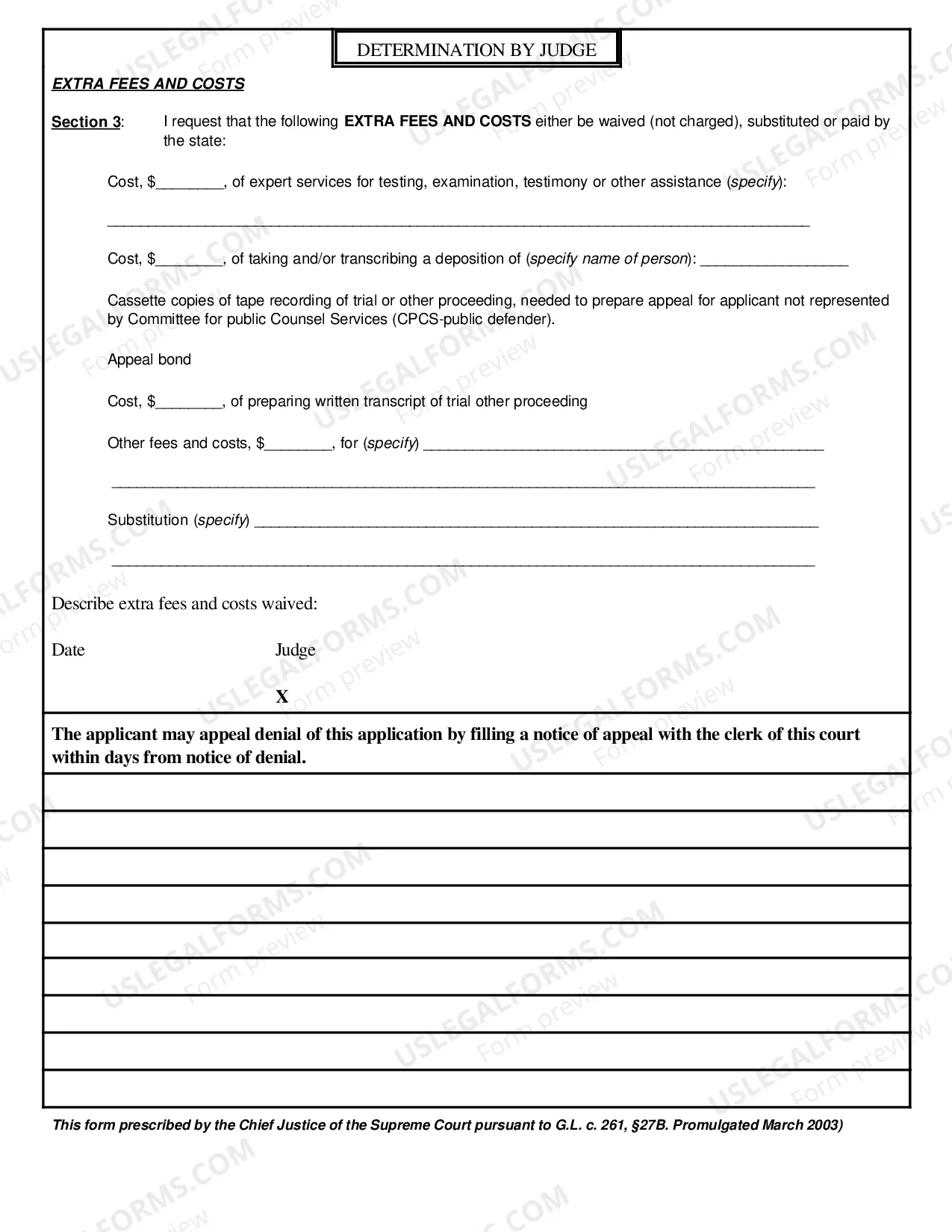 Preview Determination Regarding Fees and Costs