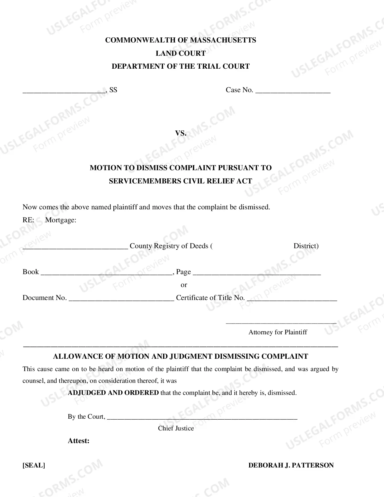 Preview Motion to Dismiss Complaint Pursuant to Servicemembers Civil Relief Act