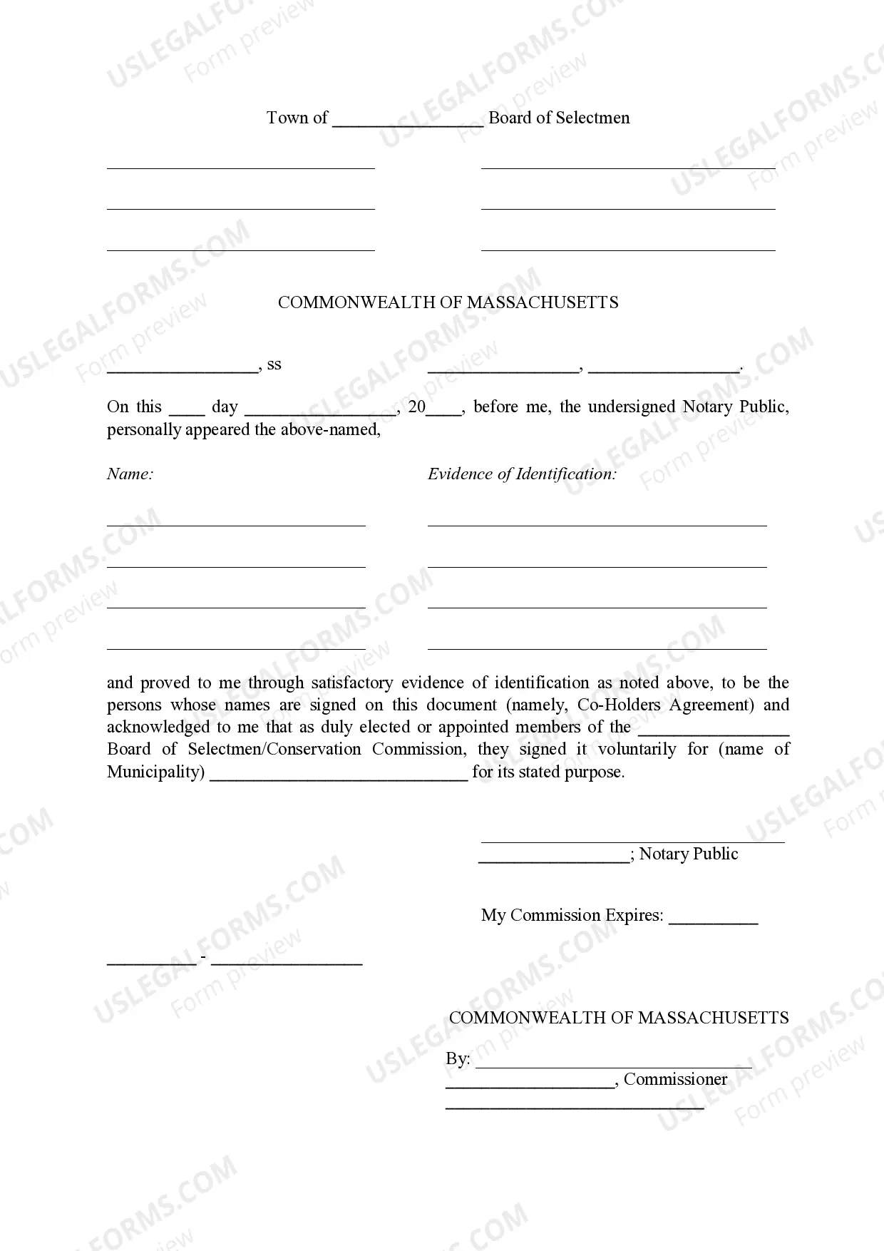 Preview Co-Holder's Agreement - Agricultural Preservation Restriction