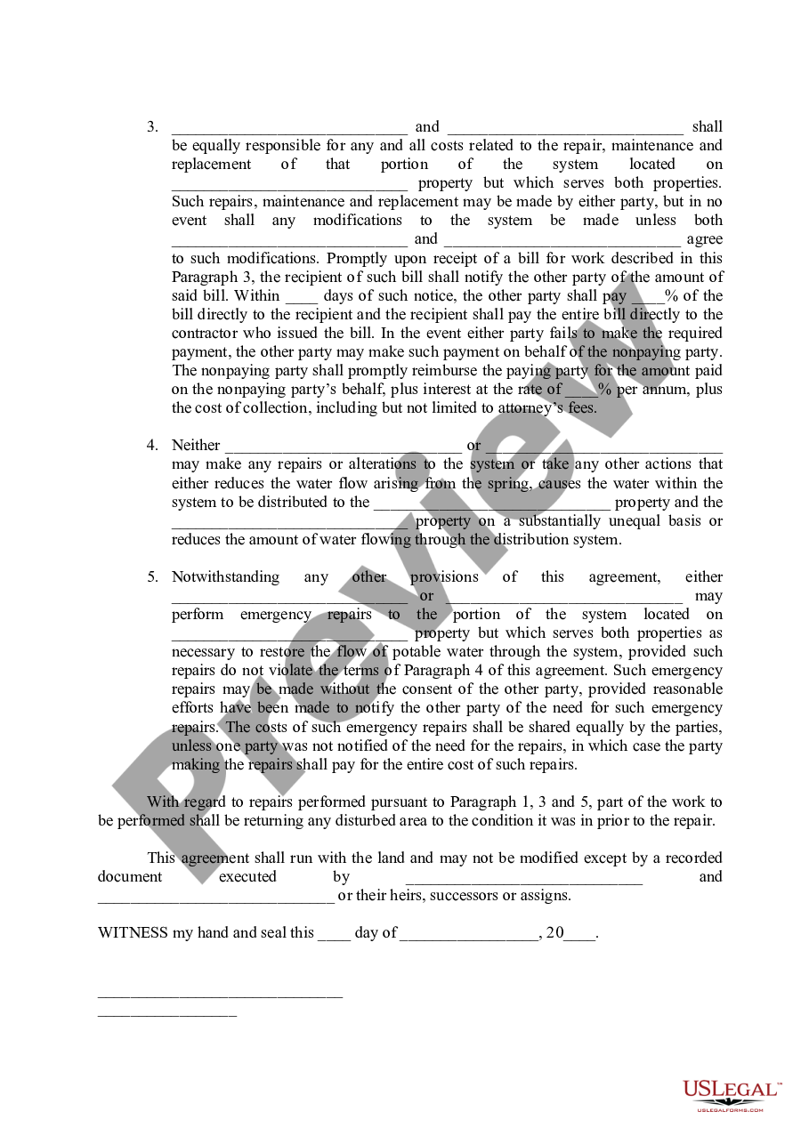 page 1 Water Usage Agreement preview