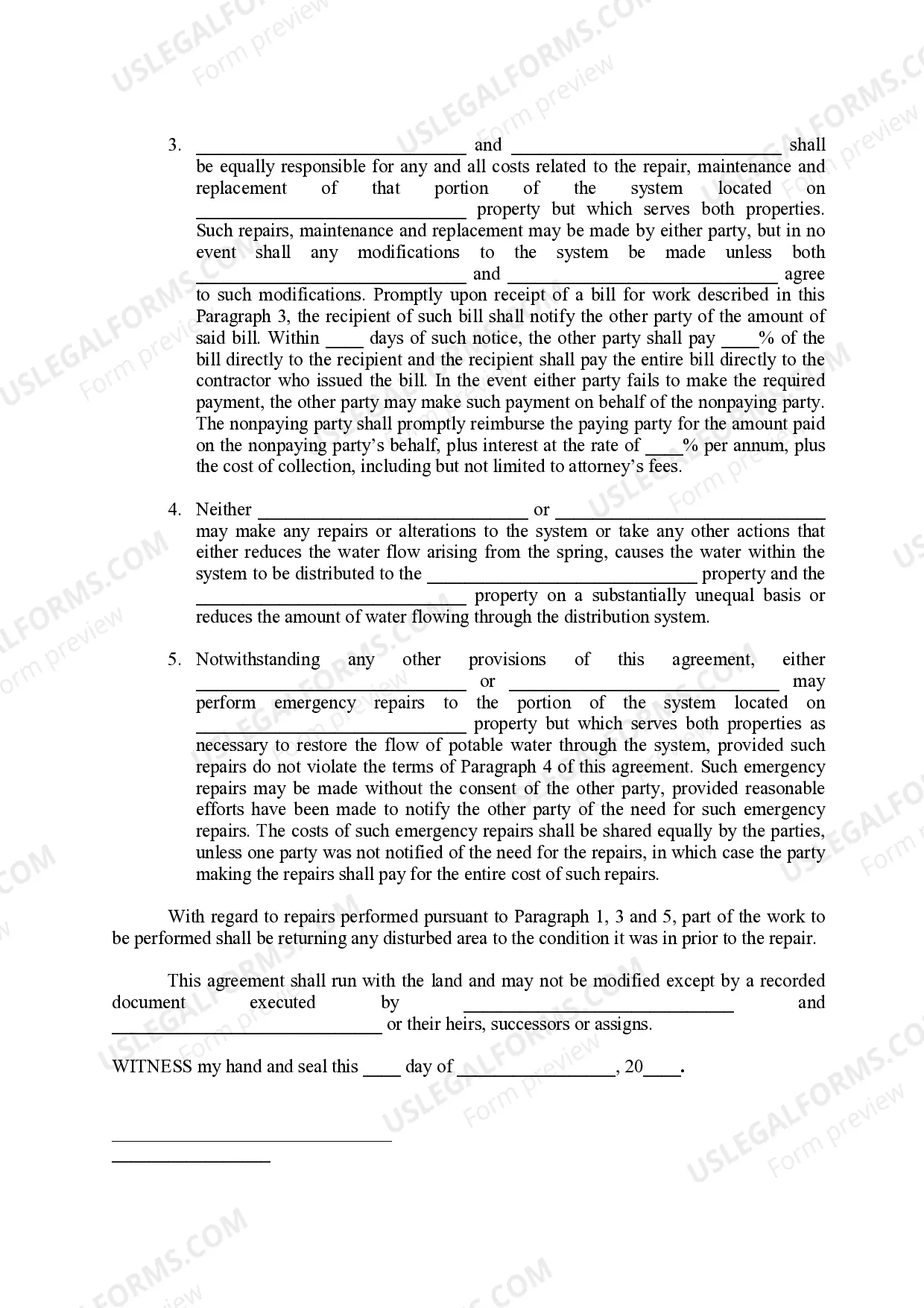 Preview Water Usage Agreement