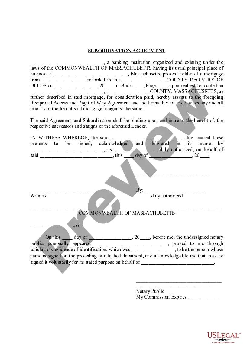 Get Reciprocal Access and Right-of-Way Agreement Preview Reciprocal Access and Right-of-Way Agreement