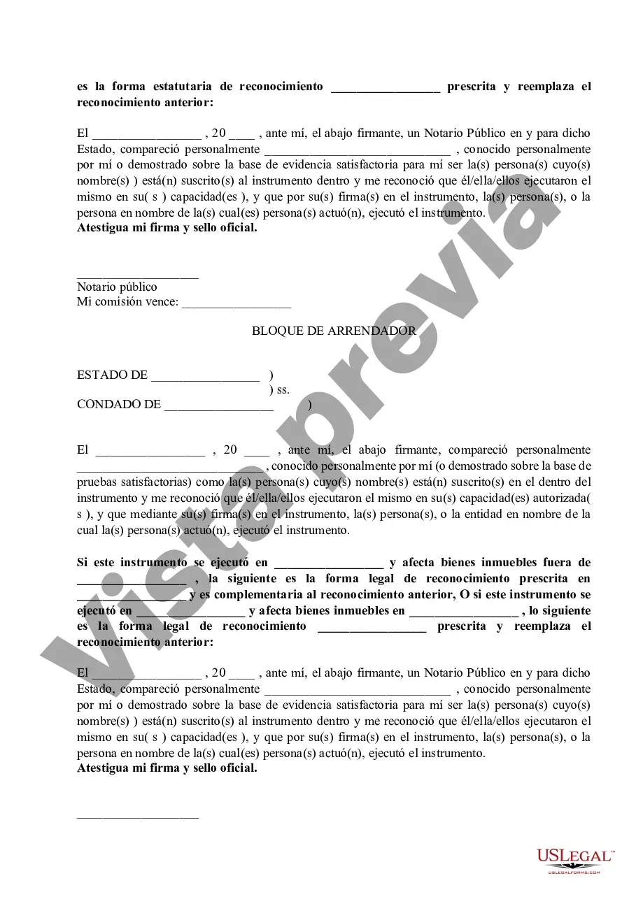 Preview Suplemento de designación del sitio del contrato principal de arrendamiento y subarrendamiento