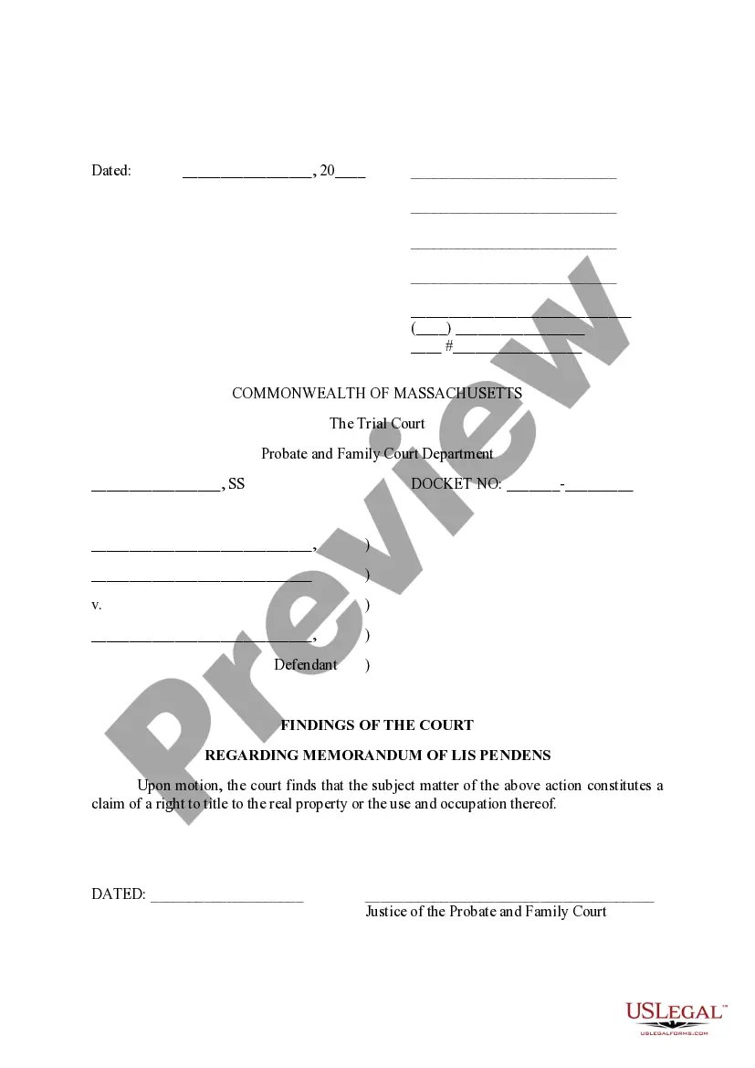 Preview Memorandum of Lis Pendens