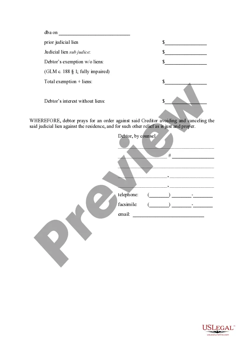 Preview Motion to Avoid Judicial Lien Impairing Exemption