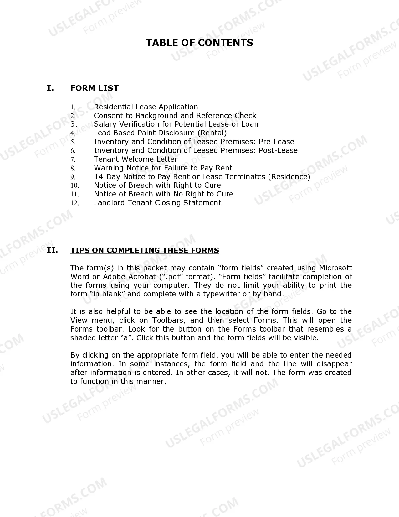 Preview Massachusetts Supplemental Residential Lease Forms Package