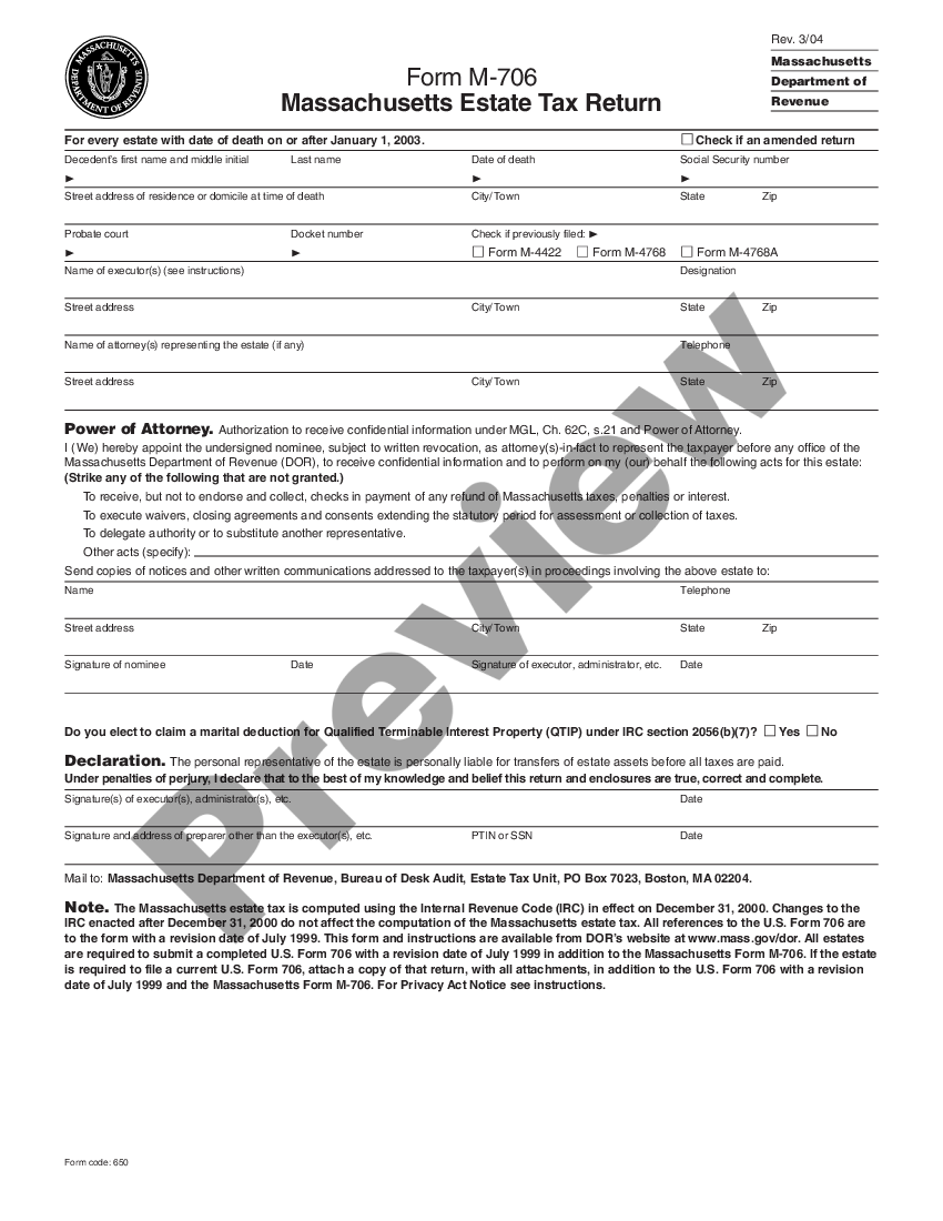 Massachusetts Resident Estate Tax Return Massachusetts Estate Tax