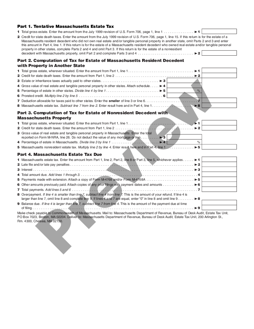 Massachusetts Resident Estate Tax Return Massachusetts Estate Tax